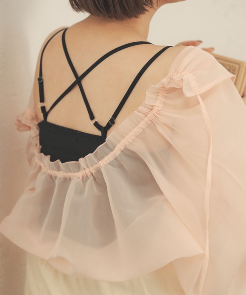 Ambre Neige(アンブルネージュ)の「【カップ付き】フクレジャガードキャミソール/【WEB/EC限定商品】(キャミソール・レディース・ダークブラウン/ブラック/アイボリー・FREE)」の9枚目の写真