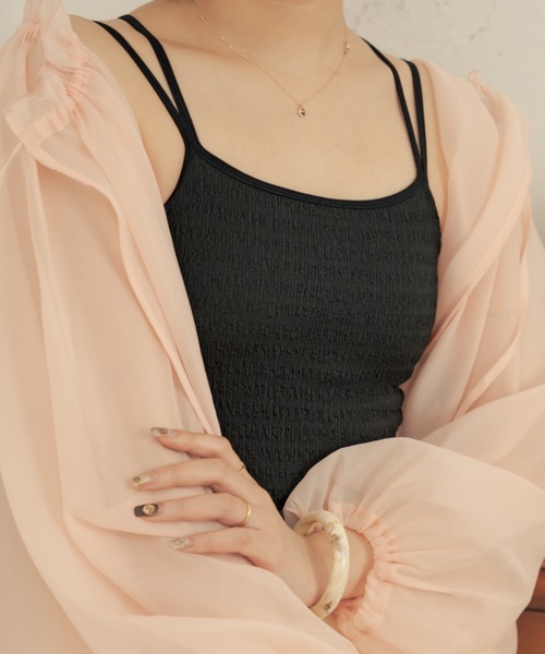 Ambre Neige(アンブルネージュ)の「【カップ付き】フクレジャガードキャミソール/【WEB/EC限定商品】(キャミソール・レディース・ダークブラウン/ブラック/アイボリー・FREE)」の7枚目の写真