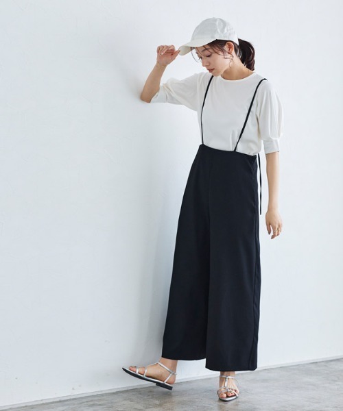 Pierrot（ピエロ）の「華奢ストラップサロペット（サロペット/オーバーオール・レディース・ブラック/ネイビー/ベージュ/アイボリー・M/L）」の3枚目の写真