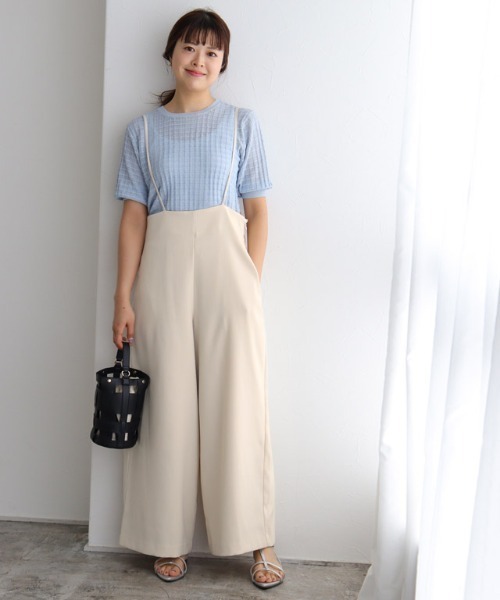 Pierrot（ピエロ）の「華奢ストラップサロペット（サロペット/オーバーオール・レディース・ブラック/ネイビー/ベージュ/アイボリー・M/L）」の9枚目の写真