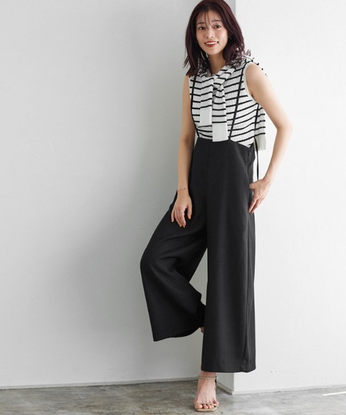 Pierrot（ピエロ）の「華奢ストラップサロペット（サロペット/オーバーオール・レディース・ブラック/ネイビー/ベージュ/アイボリー・M/L）」の22枚目の写真