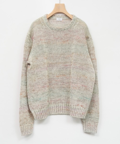 URU(ウル)の「URU/ウル/CREW NECK KNIT(ニット/セーター・メンズ・ベージュ/ネイビー・F)」の2枚目の写真