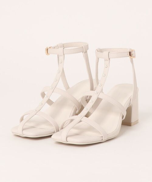 EDIT COLOGNE(エディットコロン)の「パール付Tストラップサンダル(パンプス・レディース・ホワイト/ピンク/ブラック・23.0cm/23.5cm/24.0cm)」の2枚目の写真