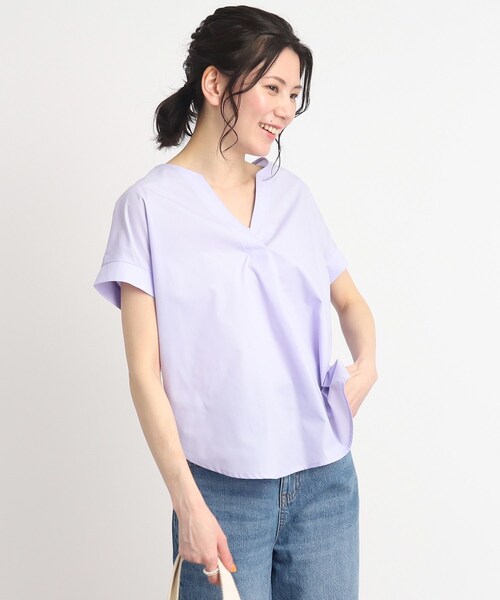 SHOO・LA・RUE(シューラルー)の「◆この夏、ヘビロテな予感!シンプル スキッパーシャツ(シャツ/ブラウス・レディース・カーキ/ネイビー/ライトパープル/ホワイト系・04/02/03)」の4枚目の写真