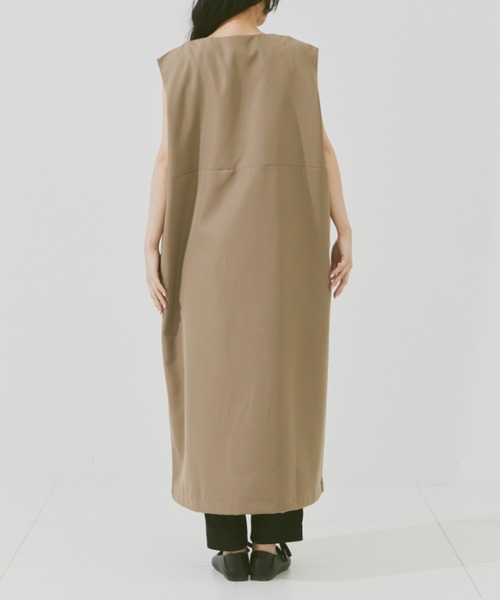 Libra Cue（リブラ キュー）の「キーネックロングジャンパースカート（ジャンパースカート・レディース・ブラック/ベージュ・FREE）」の8枚目の写真