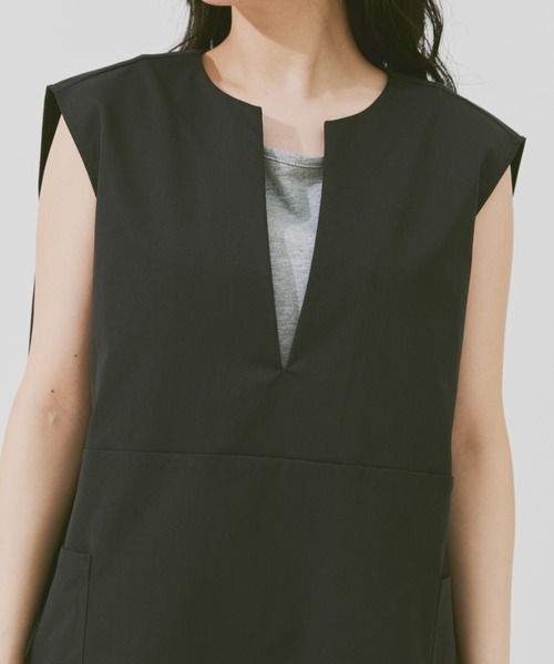 Libra Cue（リブラ キュー）の「キーネックロングジャンパースカート（ジャンパースカート・レディース・ブラック/ベージュ・FREE）」の7枚目の写真