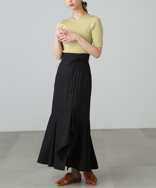 FREE'S MART（フリーズマート）の「【Sシリーズ対応】◇ハイウエストラッフルフロントスリットマーメイドスカート（スカート・レディース・ベージュ/ブラック/ブルー・X-SMALL/SMALL/MEDIUM）」の12枚目の写真