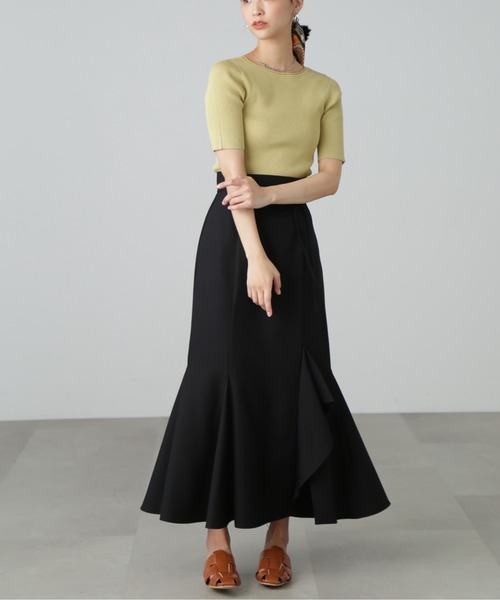 FREE'S MART（フリーズマート）の「【Sシリーズ対応】◇ハイウエストラッフルフロントスリットマーメイドスカート（スカート・レディース・ベージュ/ブラック/ブルー・X-SMALL/SMALL/MEDIUM）」の11枚目の写真