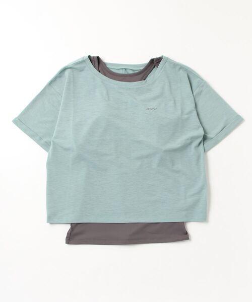 NERGY（ナージー）の「ナージージャパン NERGY タンク付き後ろスリットTEE_（Tシャツ/カットソー・レディース・ターコイズブルー/ライトグリーン/スモークピンク・FREE）」の3枚目の写真