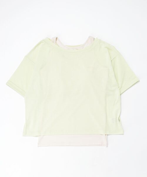 NERGY（ナージー）の「ナージージャパン NERGY タンク付き後ろスリットTEE_（Tシャツ/カットソー・レディース・ターコイズブルー/ライトグリーン/スモークピンク・FREE）」の2枚目の写真