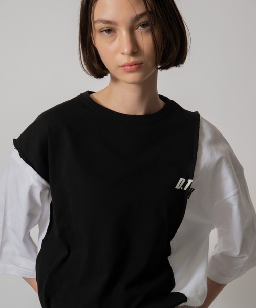 D.TT.K(ディティーティーケー)の「【ユニセックスアイテム】RE-BUILED T-SHIRTS オーバーサイズ ルーズシルエット 再構築 Tシャツ(Tシャツ/カットソー・メンズ・ホワイト/ブラック・FREE)」の7枚目の写真