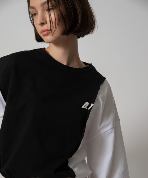 D.TT.K(ディティーティーケー)の「【ユニセックスアイテム】RE-BUILED T-SHIRTS オーバーサイズ ルーズシルエット 再構築 Tシャツ(Tシャツ/カットソー・メンズ・ホワイト/ブラック・FREE)」の21枚目の写真
