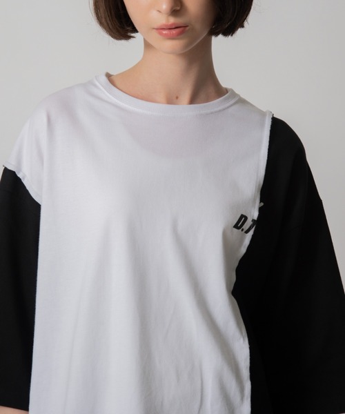 D.TT.K(ディティーティーケー)の「【ユニセックスアイテム】RE-BUILED T-SHIRTS オーバーサイズ ルーズシルエット 再構築 Tシャツ(Tシャツ/カットソー・メンズ・ホワイト/ブラック・FREE)」の13枚目の写真