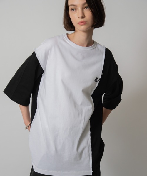 D.TT.K(ディティーティーケー)の「【ユニセックスアイテム】RE-BUILED T-SHIRTS オーバーサイズ ルーズシルエット 再構築 Tシャツ(Tシャツ/カットソー・メンズ・ホワイト/ブラック・FREE)」の18枚目の写真