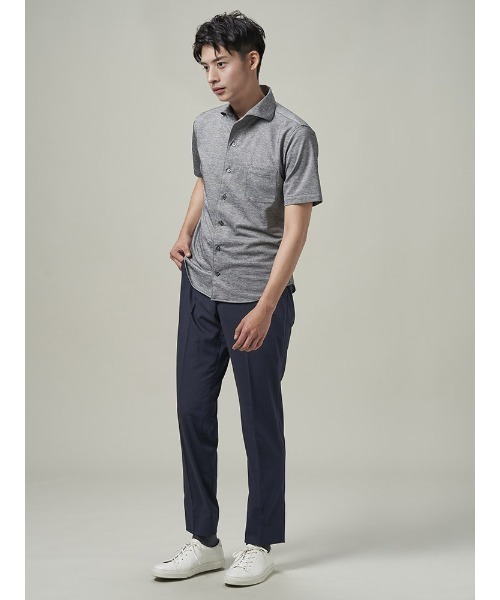 Perfect Suit FActory(パーフェクトスーツファクトリー)の「先染めポロシャツ【ビジネス対応可】リネンタッチ カーキ/ホワイト/ベージュ/グレー(ポロシャツ・メンズ・ネイビー/ベージュ/チャコールグレー/ホワイト/カーキ・L/S/LL/M)」の15枚目の写真