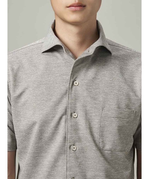 Perfect Suit FActory(パーフェクトスーツファクトリー)の「先染めポロシャツ【ビジネス対応可】リネンタッチ カーキ/ホワイト/ベージュ/グレー(ポロシャツ・メンズ・ネイビー/ベージュ/チャコールグレー/ホワイト/カーキ・L/S/LL/M)」の19枚目の写真