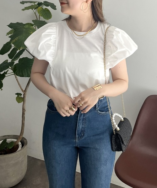 prose verse(プロズヴェール)の「バルーンパフスリーブTシャツ(Tシャツ/カットソー・レディース・ブラック/オフホワイト・MEDIUM/LARGE)」の12枚目の写真