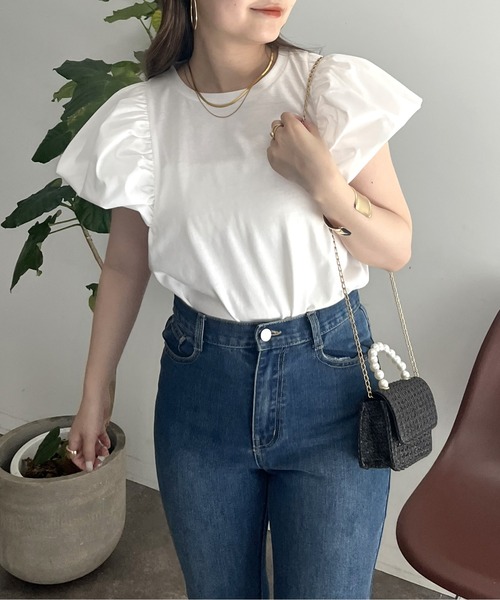 prose verse(プロズヴェール)の「バルーンパフスリーブTシャツ(Tシャツ/カットソー・レディース・ブラック/オフホワイト・MEDIUM/LARGE)」の19枚目の写真