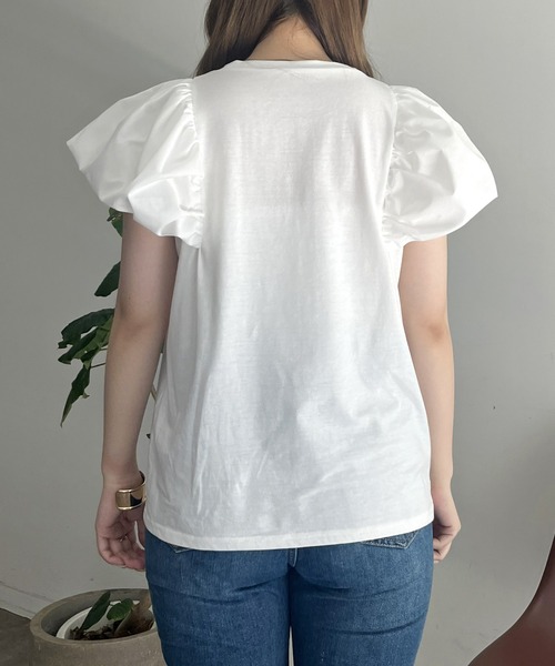 prose verse(プロズヴェール)の「バルーンパフスリーブTシャツ(Tシャツ/カットソー・レディース・ブラック/オフホワイト・MEDIUM/LARGE)」の9枚目の写真