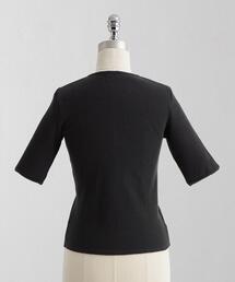 【美品 】ロエフ コットン リブ リボン Tシャツ カットソー グレージュy2k 美品 】ロエフ コットン リブ リボン Tシャツ カットソー