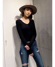 GYDA | Vネックリブニットトップス(ニット/セーター)