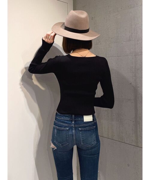 GYDA（ジェイダ）の「Vネックリブニットトップス（ニット/セーター・レディース・ブラック/オフホワイト/その他1・FREE）」の18枚目の写真