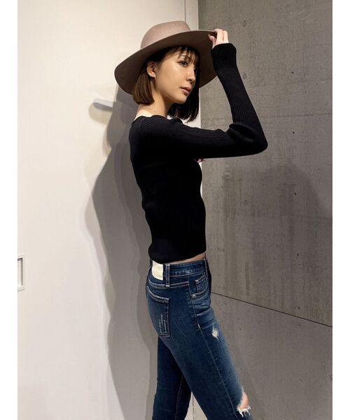 GYDA（ジェイダ）の「Vネックリブニットトップス（ニット/セーター・レディース・ブラック/オフホワイト/その他1・FREE）」の20枚目の写真