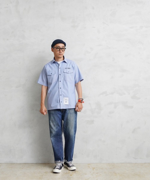 WAIPER.inc（ワイパーインク）の「WAIPER.inc 実物 新品 デッドストック 米軍 リメイク U.S.NAVY シャンブレーシャツ 半袖 ボックスカット（シャツ/ブラウス・メンズ・ブルー・L/XL）」の10枚目の写真
