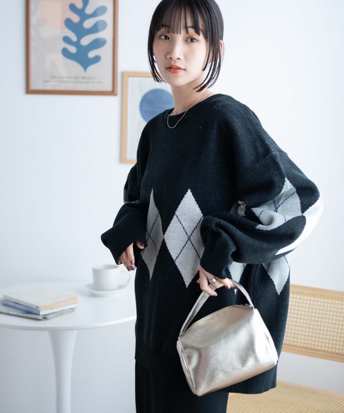 WEGO(ウィゴー)の「WEGO/ルーズフィット総柄プルオーバー(ニット/セーター・メンズ・その他2/その他3/その他1/その他4・MEDIUM/LARGE)」の5枚目の写真