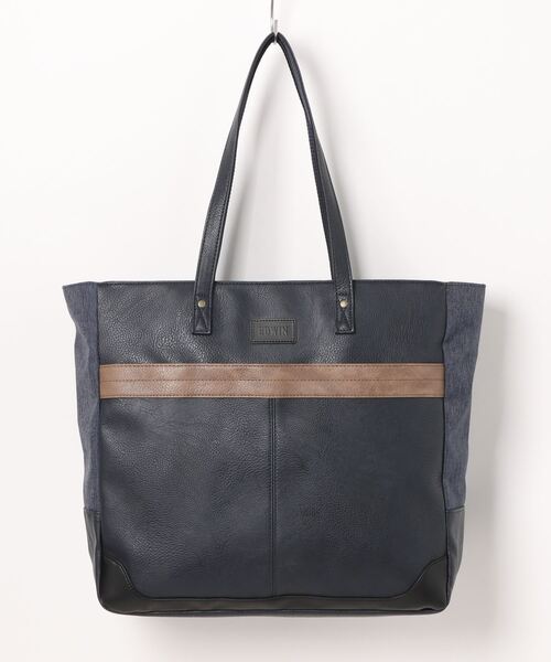EDWIN（エドウィン）の「【EDWIN/エドウィン】別注PUトートバッグ　ビジネス　カジュアル　開口部ファスナー（トートバッグ・メンズ・ブラウン/ブラック/ネイビー・FREE）」の2枚目の写真