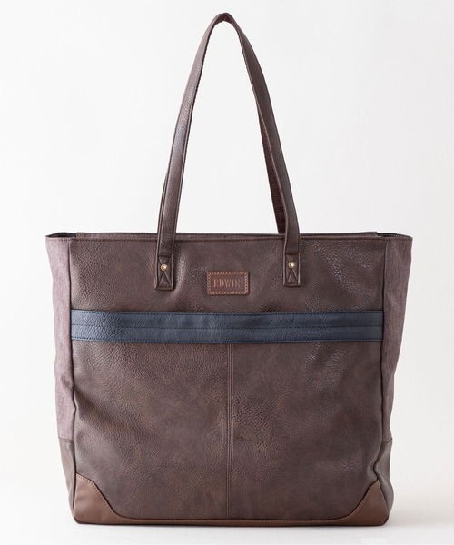 EDWIN（エドウィン）の「【EDWIN/エドウィン】別注PUトートバッグ　ビジネス　カジュアル　開口部ファスナー（トートバッグ・メンズ・ブラウン/ブラック/ネイビー・FREE）」の4枚目の写真