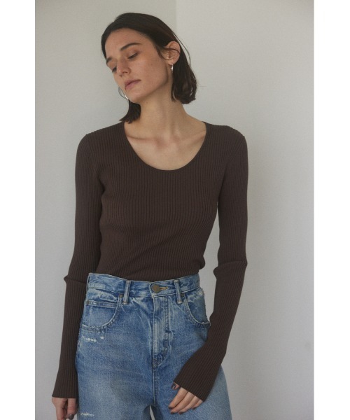 BLACK BY MOUSSY（ブラックバイマウジー）の「washable round neck tops（ニット/セーター・レディース・ブラック/ブルー/ブラウン/ダークグレー/オフホワイト・FREE）」の4枚目の写真