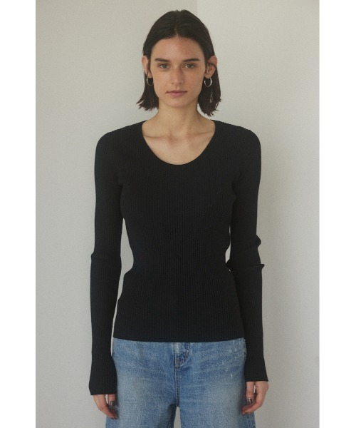 BLACK BY MOUSSY（ブラックバイマウジー）の「washable round neck tops（ニット/セーター・レディース・ブラック/ブルー/ブラウン/ダークグレー/オフホワイト・FREE）」の7枚目の写真