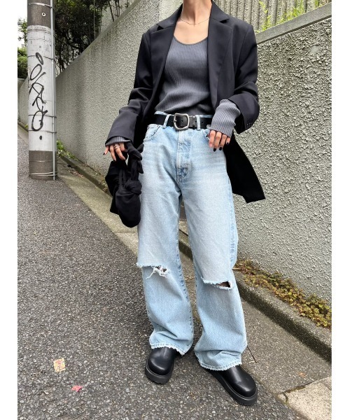 BLACK BY MOUSSY（ブラックバイマウジー）の「washable round neck tops（ニット/セーター・レディース・ブラック/ブルー/ブラウン/ダークグレー/オフホワイト・FREE）」の6枚目の写真