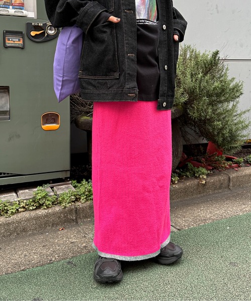 feepur by saya(フェピュールバイサヤ)の「【XSサイズあり】バイカラーリブニットタイトスカート(スカート・レディース・オフホワイト/ブラック/グレー/オレンジ/パープル/ピンク・MEDIUM/X-SMALL)」の5枚目の写真