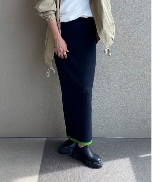 feepur by saya(フェピュールバイサヤ)の「【XSサイズあり】バイカラーリブニットタイトスカート(スカート・レディース・オフホワイト/ブラック/グレー/オレンジ/パープル/ピンク・MEDIUM/X-SMALL)」の18枚目の写真