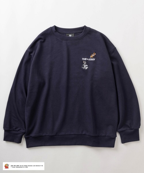 Tom&Jerry(トムアンドジェリー)の「【TOM&JERRY/トムとジェリー】ワンポイントロゴ刺繍&BIGプリントデザイン キャラクターイラスト スウェット/ 裏毛(スウェット・レディース・ネイビー/ワインレッド/グリーン/ヘザーグレー・FREE)」の5枚目の写真