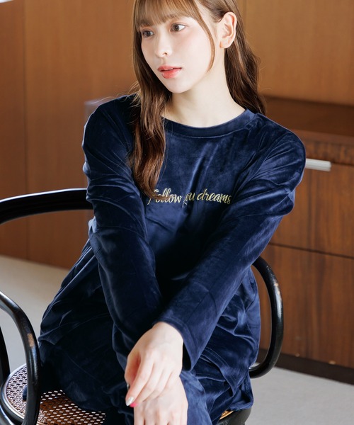 Dita(ディータ)の「パールシャギーセットアップ(ルームウェア/パジャマ・レディース・アクア/シャンパン/ネイビー/ブラック/チャコールグレー/ピンクベージュ/ブラック系その他/ミント/ラベンダー・FREE)」の20枚目の写真