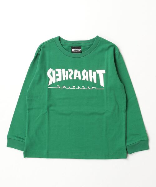 THRASHER(スラッシャー)の「THRASHER/スラッシャー キッズ ロンT LOGO MAGAZINE MIRROR LOGO 23A460-42(Tシャツ/カットソー・キッズ・ホワイト/グリーン/ブラック・140cm/150cm/160cm/130cm)」の1枚目の写真