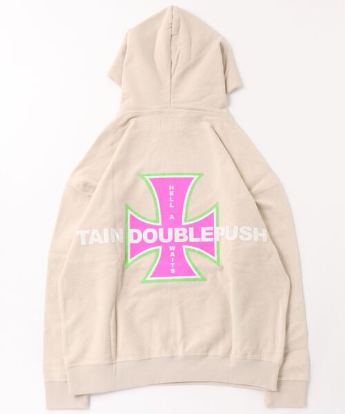 TAIN DOUBLE PUSH(タインダブルプッシュ)の「TAIN DOUBLE PUSH/タインダブルプッシュ/T CROSS BRUSHED P/O HOODIE(パーカー・メンズ・ベージュ/パープル・XL/L/M)」の10枚目の写真