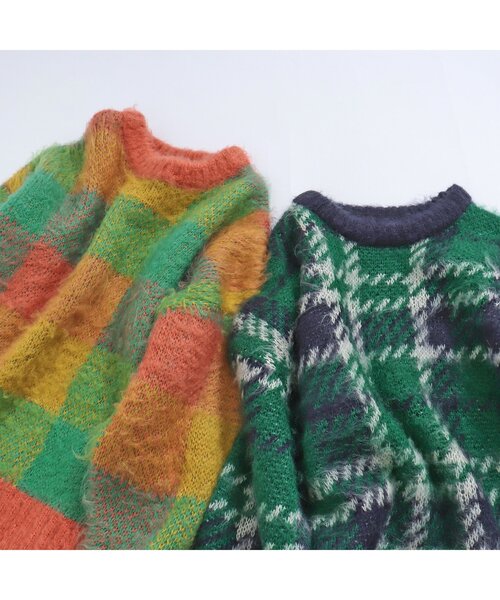 BREEZE（ブリーズ）の「チェック柄セーター（ニット/セーター・キッズ・オレンジ/グリーン・90/120/140/100）」の4枚目の写真