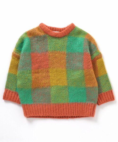 BREEZE（ブリーズ）の「チェック柄セーター（ニット/セーター・キッズ・オレンジ/グリーン・90/120/140/100）」の7枚目の写真