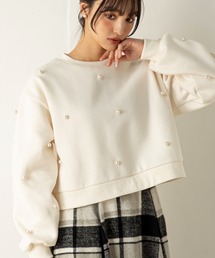 起毛裏毛パール付きトップス
