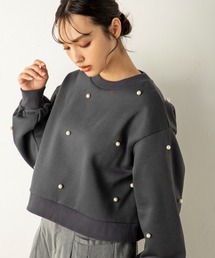 起毛裏毛パール付きトップス