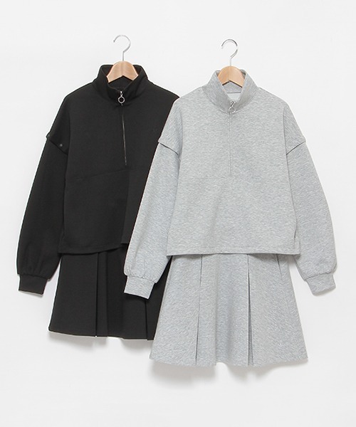 【セール】【AMI】ダンボールハーフジッププル×スカートセットアップ(その他)|pom ponette junior(ポンポネットジュニア) 【セール】【AMI】ダンボールハーフジッププル×スカートセットアップ(その他)|pom ponette junior(ポンポネットジュニア)