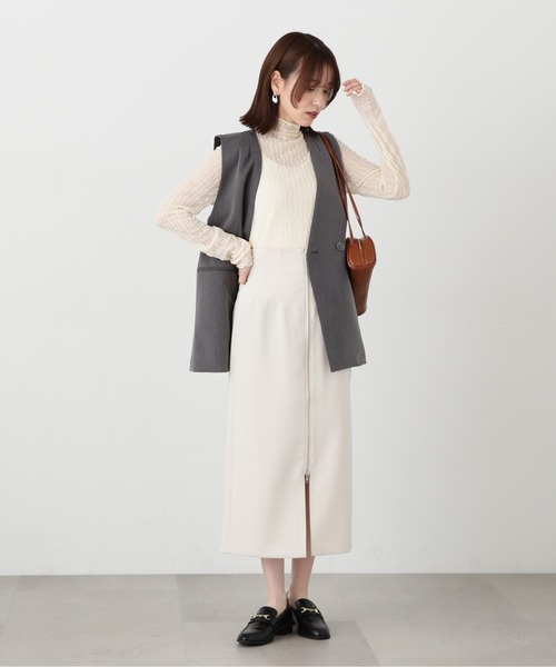 N.(N. Natural Beauty Basic)(エヌエヌナチュラルビューティーベーシック)の「【S Size Line】◆逆開ジップタイトスカート(スカート・レディース・ホワイト/ブラック・MEDIUM/SMALL)」の4枚目の写真