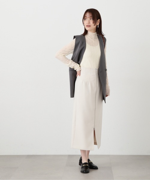 N.(N. Natural Beauty Basic)(エヌエヌナチュラルビューティーベーシック)の「【S Size Line】◆逆開ジップタイトスカート(スカート・レディース・ホワイト/ブラック・MEDIUM/SMALL)」の6枚目の写真