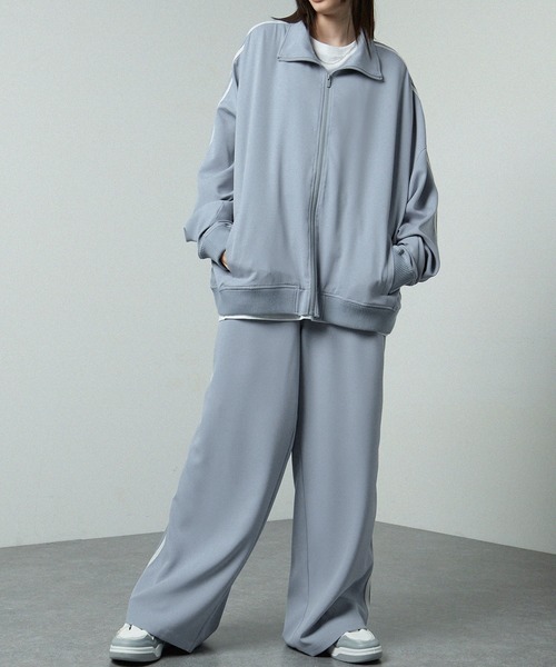 【セール】【セットアップ対応】'huge sizing' ダブルフェイスサイドラインオーバーサイズトラックジャケット（ジャージ）｜Alfred Alex（アルフレッドアレックス）