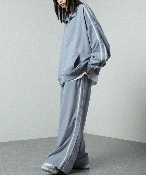 【セール】【セットアップ対応】'huge sizing' ダブルフェイスサイドラインオーバーサイズトラックジャケット（ジャージ）｜Alfred Alex（アルフレッドアレックス）