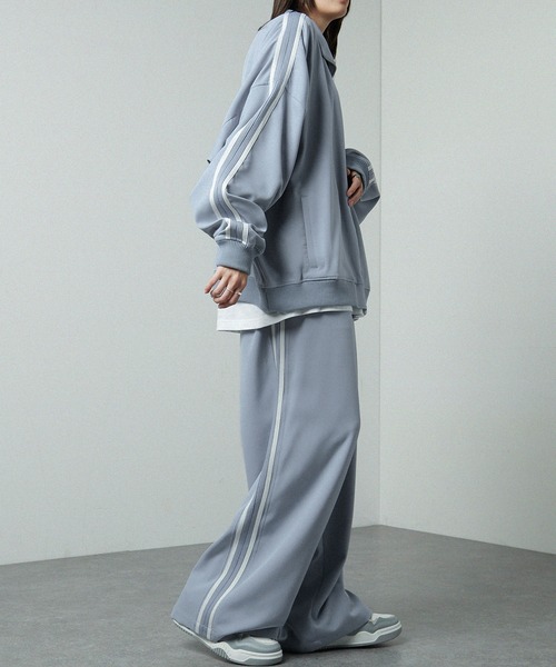 【セール】【セットアップ対応】'huge sizing' ダブルフェイスサイドラインオーバーサイズトラックジャケット（ジャージ）｜Alfred Alex（アルフレッドアレックス）